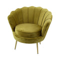 Audrey armchair, mustard yellow velvet/metal/wood, 82x75x79 cm