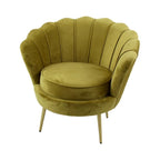 Audrey armchair, mustard yellow velvet/metal/wood, 82x75x79 cm