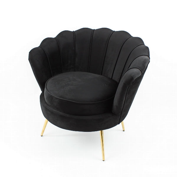 Sessel Audrey, schwarz Samt/Metall/Holz, 82x75x79 cm