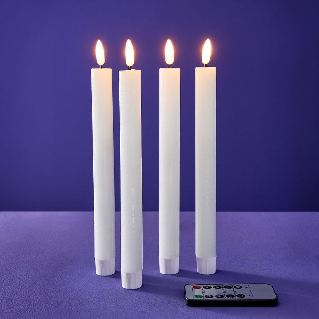 Set 4-teilig - LED Stabkerze - Echtwachs/Kunststoff/LED - H. 24.5 cm - m. Fernbedienung