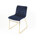 Chair, blue/gold velvet upholstery/metal, 45x55x80 cm. Filling: foam and plywood.