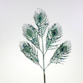 Branche décorative en plumes de paon, verte, plastique/papier/métal, L. 70 cm