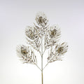 Branche décorative en plumes de paon, plastique/papier/métal couleur champagne, L. 70 cm