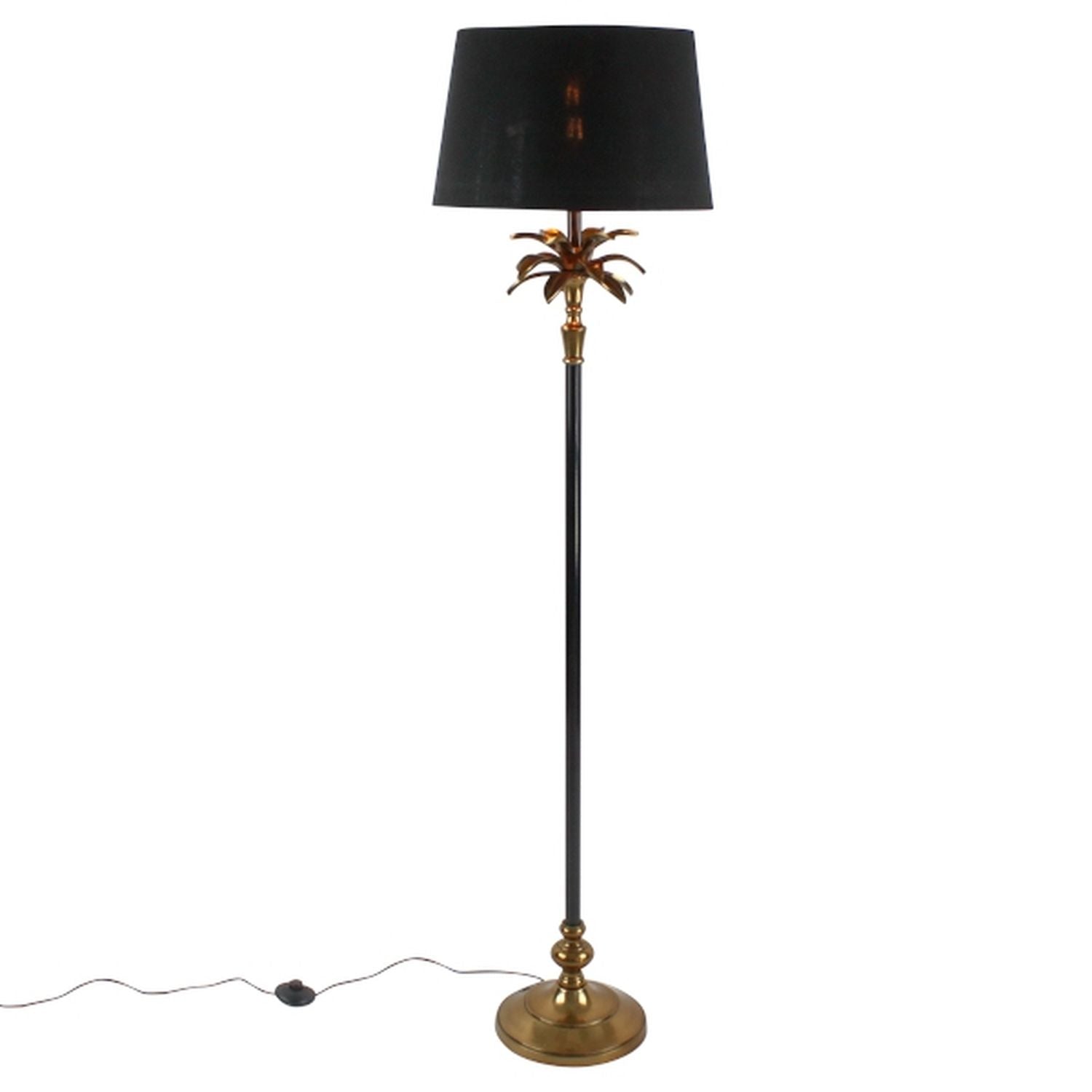 Palm Tree Floor Lamp - Black/Gold - E27 - Aluminum - 40x157 cm - Bulb not included - 3.5 m cable with foot switch
