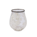 Windlicht Sakura - klar/weiß - Glas/Metall - 15,5x18,5 cm
