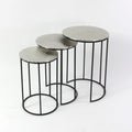 S/3 pcs. Side table, silver/black, aluminium/iron, 42x60 cm (S) 30x51 cm (M) 35x56 cm (L) 42x60 cm