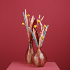 Vase - gerillt - rosa - eingefärbtes Glas - 16,5x20 cm