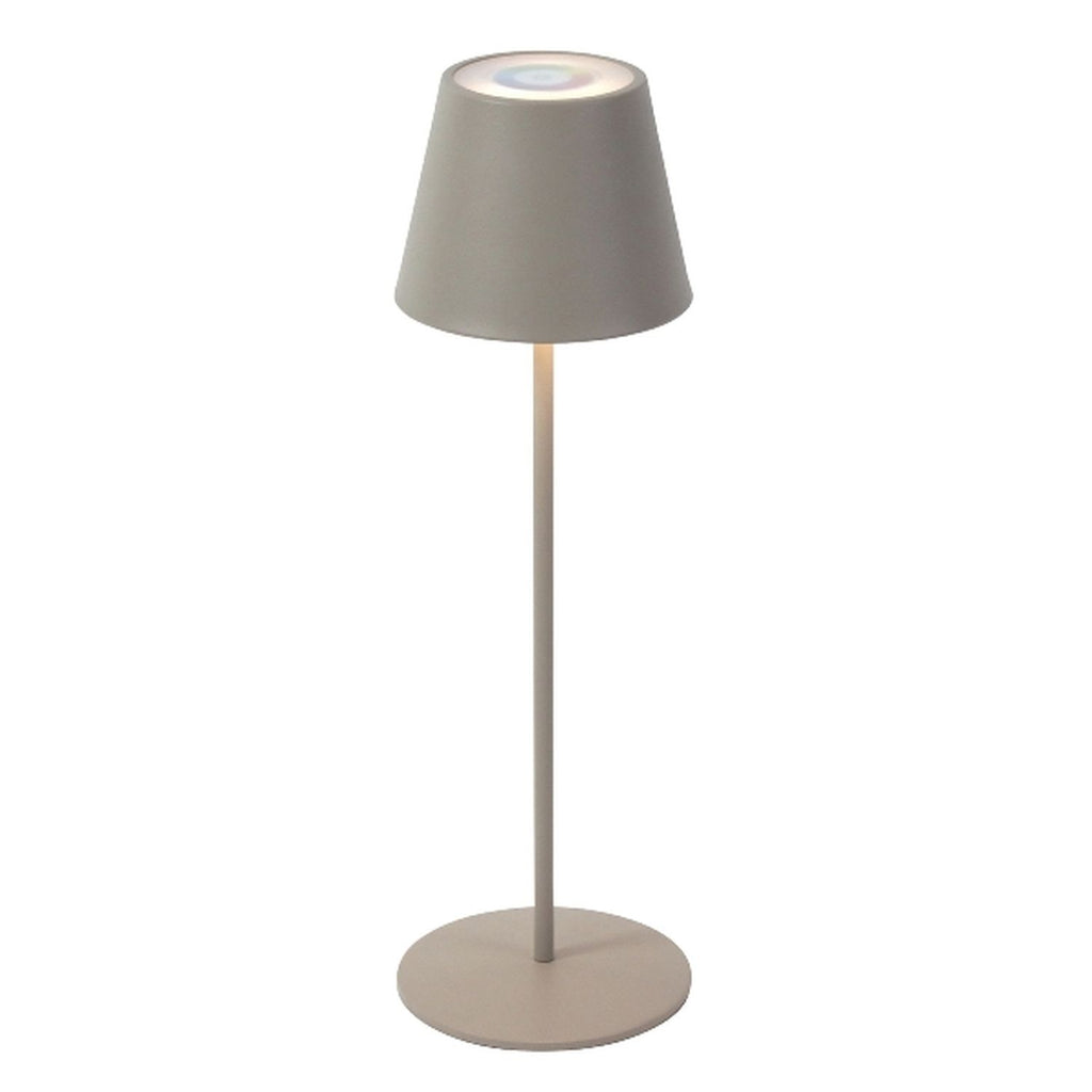 Lys LED table lamp - taupe - LED/metal - 12x38 cm - IP44 - max. 3.6 W - 3.7 V - 4000 mAh - Li-ion battery - with color change and dimming function via touch sensor - 1 m USB charging cable included - illumination time: max. 8 hours on a full charge