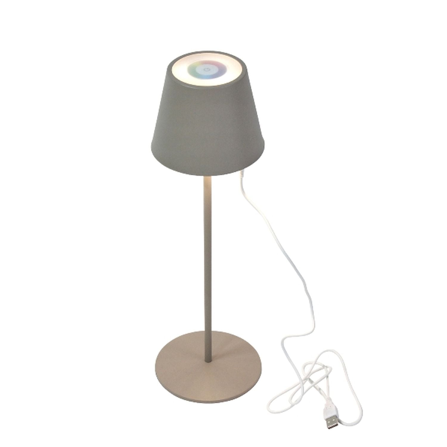 Lys LED table lamp - taupe - LED/metal - 12x38 cm - IP44 - max. 3.6 W - 3.7 V - 4000 mAh - Li-ion battery - with color change and dimming function via touch sensor - 1 m USB charging cable included - illumination time: max. 8 hours on a full charge