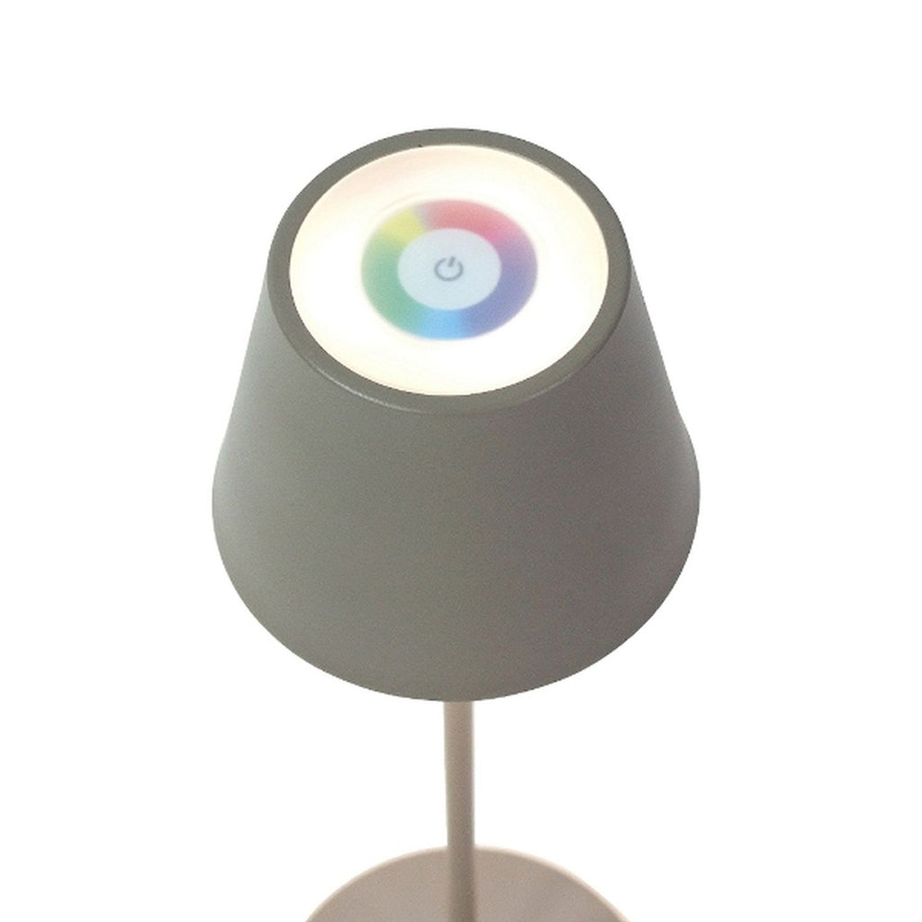 Lys LED table lamp - taupe - LED/metal - 12x38 cm - IP44 - max. 3.6 W - 3.7 V - 4000 mAh - Li-ion battery - with color change and dimming function via touch sensor - 1 m USB charging cable included - illumination time: max. 8 hours on a full charge