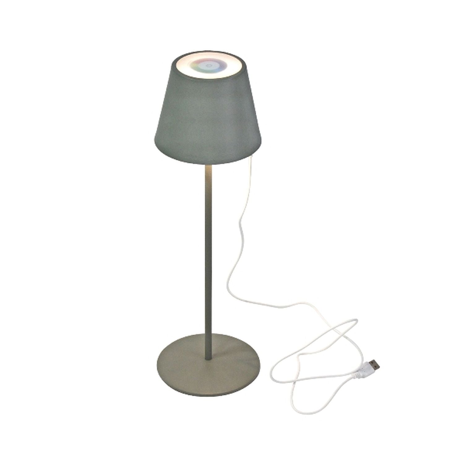 Lys LED table lamp - grey - LED/metal - 12x38 cm - IP44 - max. 3.6 W - 3.7 V - 4000 mAh - Li-ion battery - with color change and dimming function via touch sensor - 1 m USB charging cable included - illumination time: max. 8 hours on a full charge
