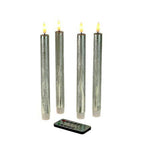 Set 4-teilig - LED Stabkerze - Echtwachs/Kunststoff/LED - H. 24.5 cm - m. Fernbedienung