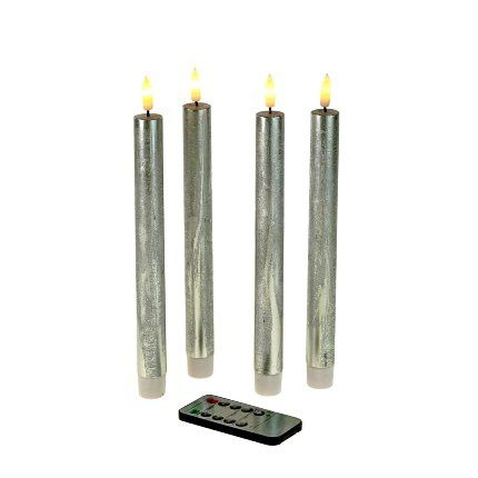 Set 4-teilig - LED Stabkerze - Echtwachs/Kunststoff/LED - H. 24.5 cm - m. Fernbedienung