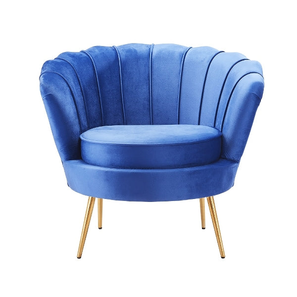 Sessel Audrey, blau Samt/Metall/Holz, 82x75x79 cm