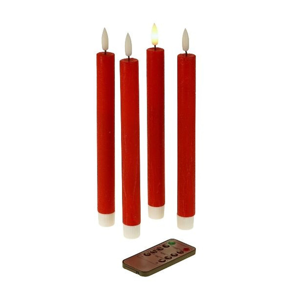 Set 4-teilig - LED Stabkerze - Echtwachs/Kunststoff/LED - H. 24.5 cm - m. Fernbedienung