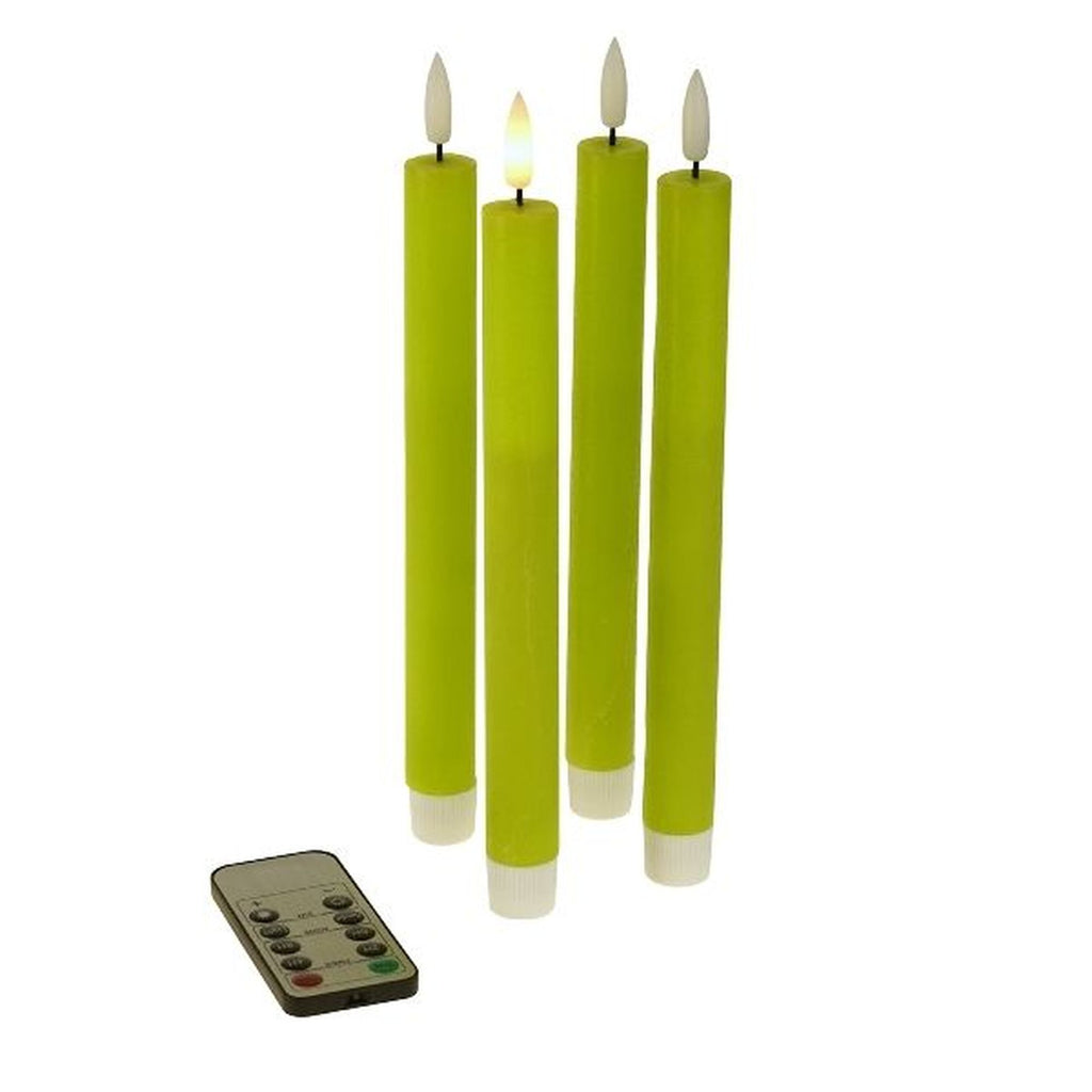 Set 4-teilig - LED Stabkerze - Echtwachs/Kunststoff/LED - H. 24.5 cm - m. Fernbedienung