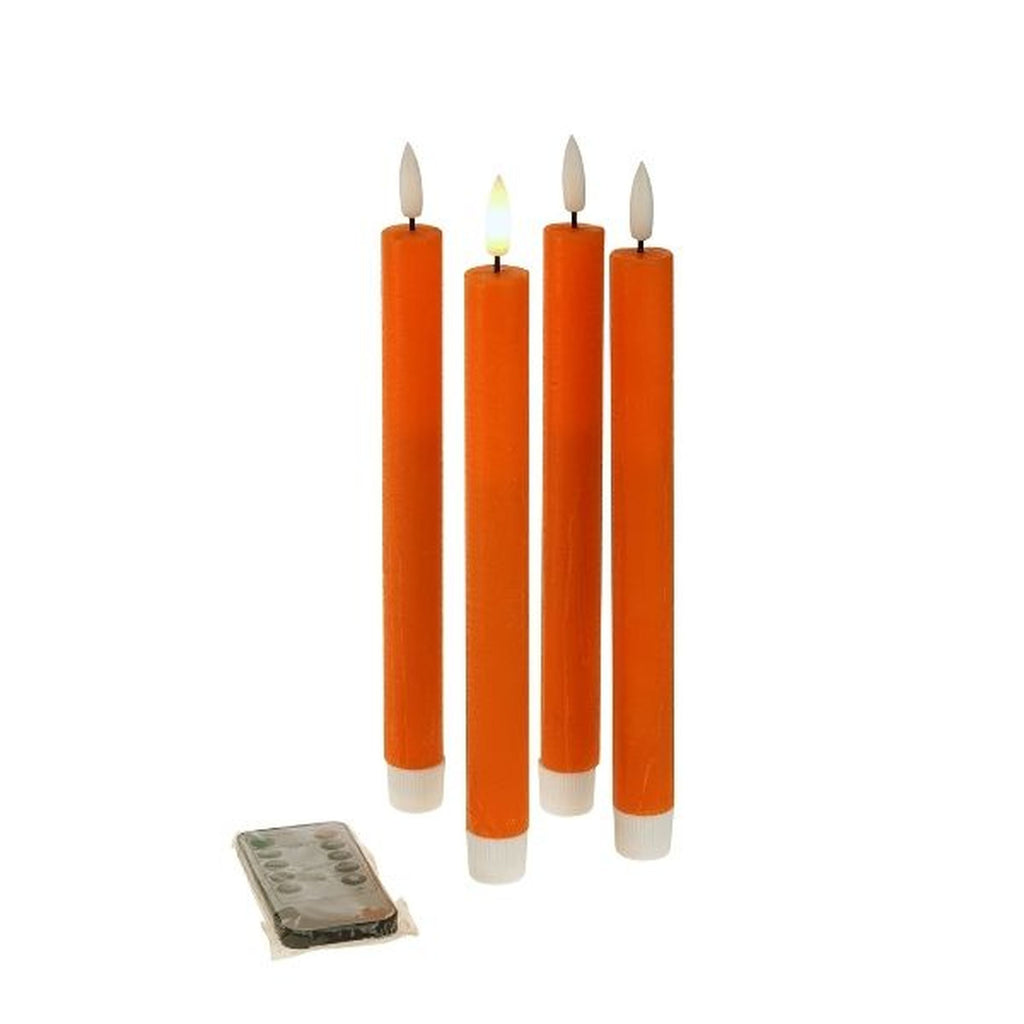 Set 4-teilig - LED Stabkerze - Echtwachs/Kunststoff/LED - H. 24.5 cm - m. Fernbedienung