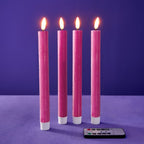 Set 4-teilig - LED Stabkerze - Echtwachs/Kunststoff/LED - H. 24.5 cm - m. Fernbedienung