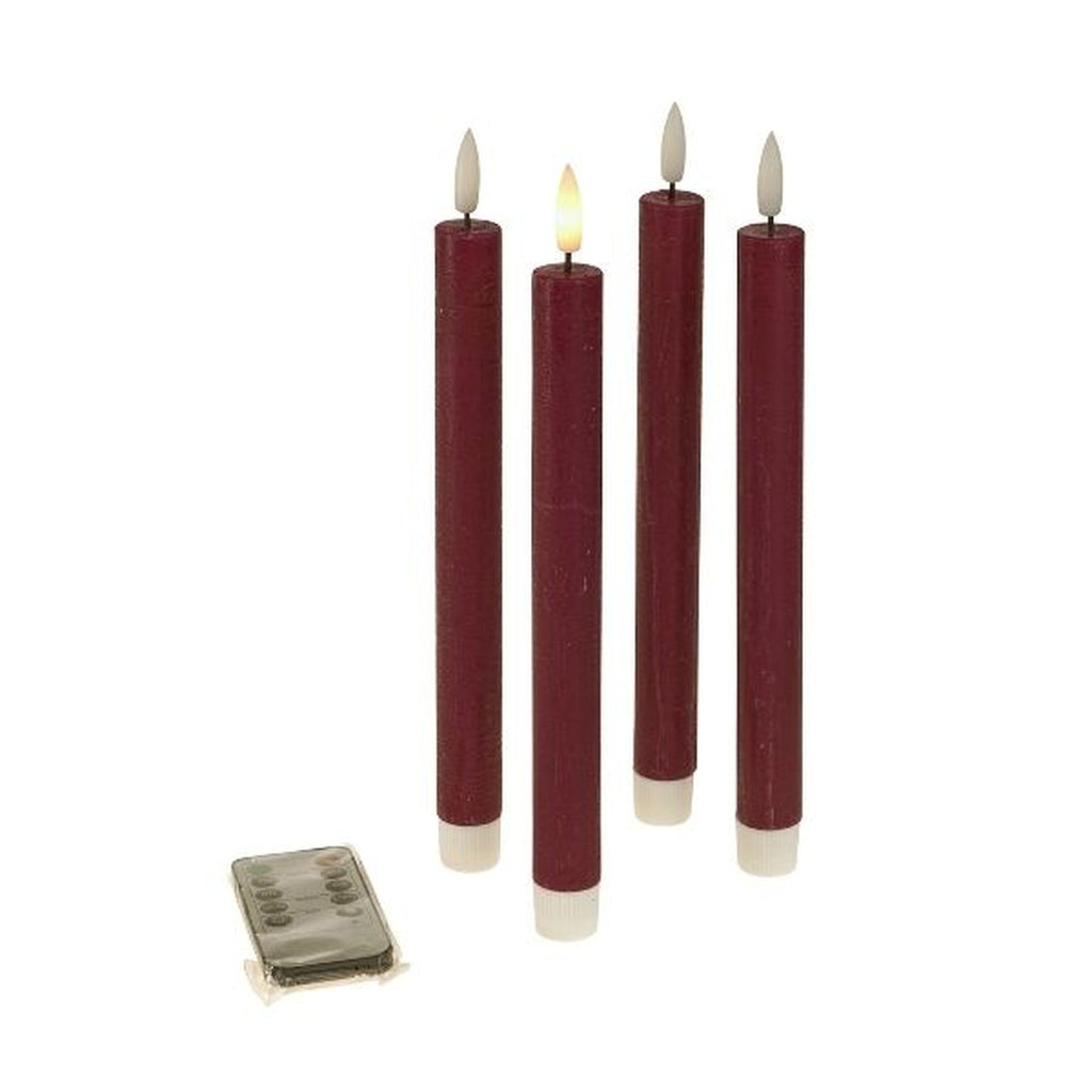 Set 4-teilig - LED Stabkerze - Echtwachs/Kunststoff/LED - H. 24.5 cm - m. Fernbedienung