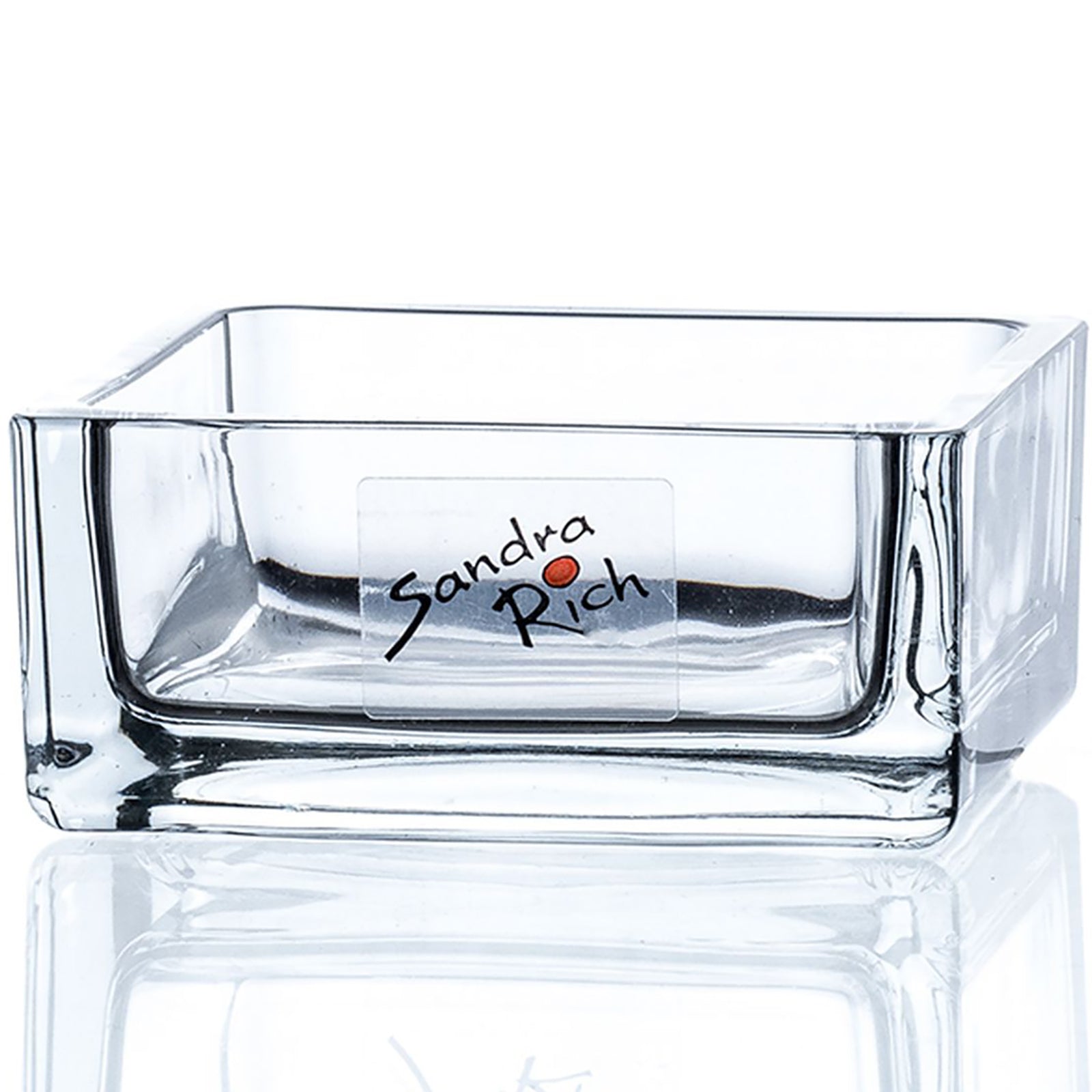 Porte-bougie chauffe-plat carré en verre transparent - 8 x 8 x 3,5 cm - verre