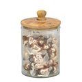 Glass with heart pendants, Dost - 24 pieces - gold/champagne - wood - 18x10x10 cm