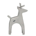 Weihnachtsfigur Rentier aus Aluminium – silberne Dekofigur 18 cm, modernes Rentiermotiv für Tischdeko & Winterdeko, Maße 12 x 5,5 x 18 cm