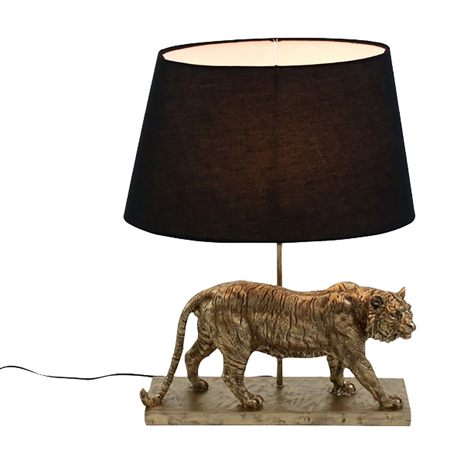 Tischleuchte Tiger, gold/schwarz, Polyresin, 44,5x26x58 cm Fassung: E27, Kabellänge 1,5 m