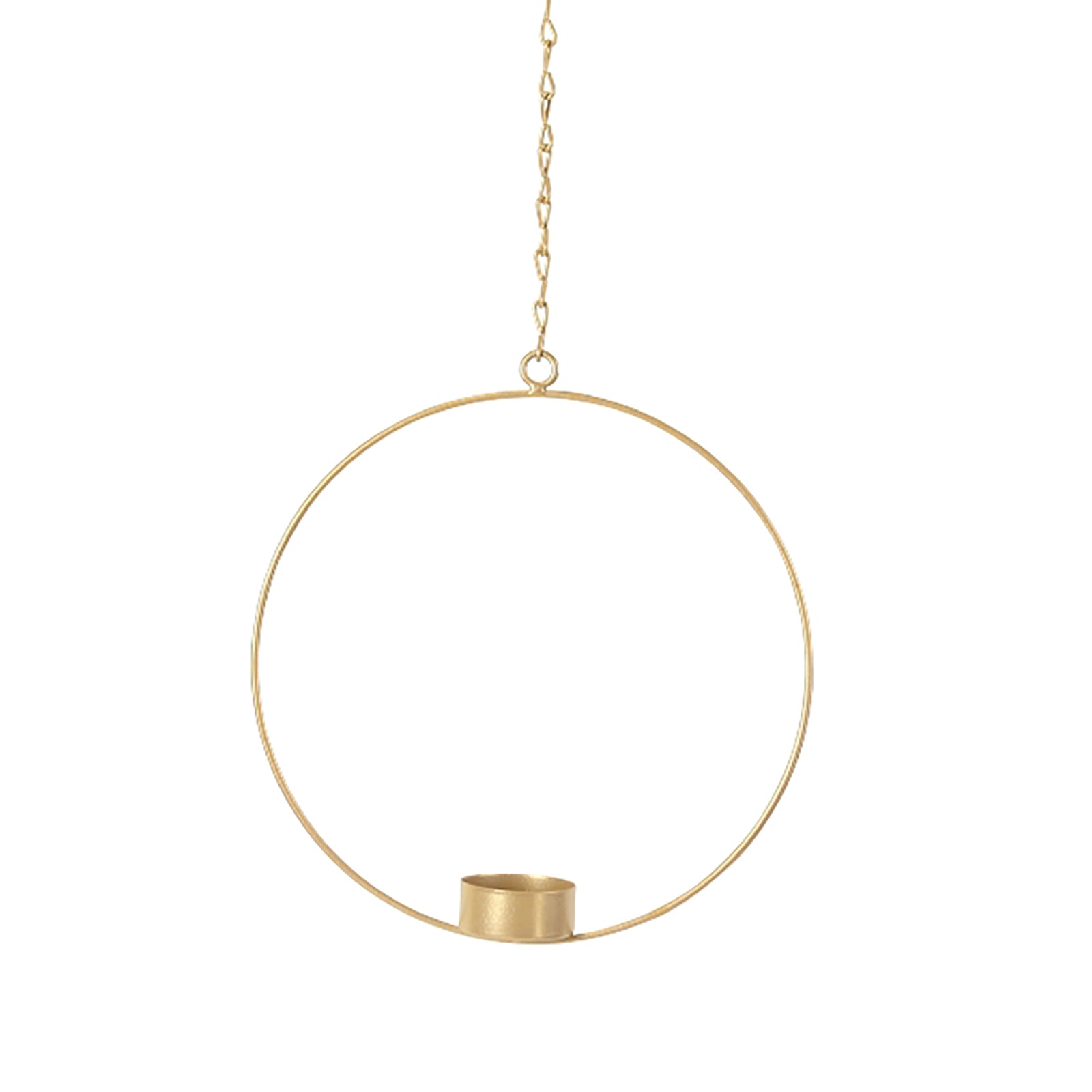 Deko-Ring Hoop m. Teelichteinsatz, gold, Metall - Durchmesser 20 cm, Kette 25 cm