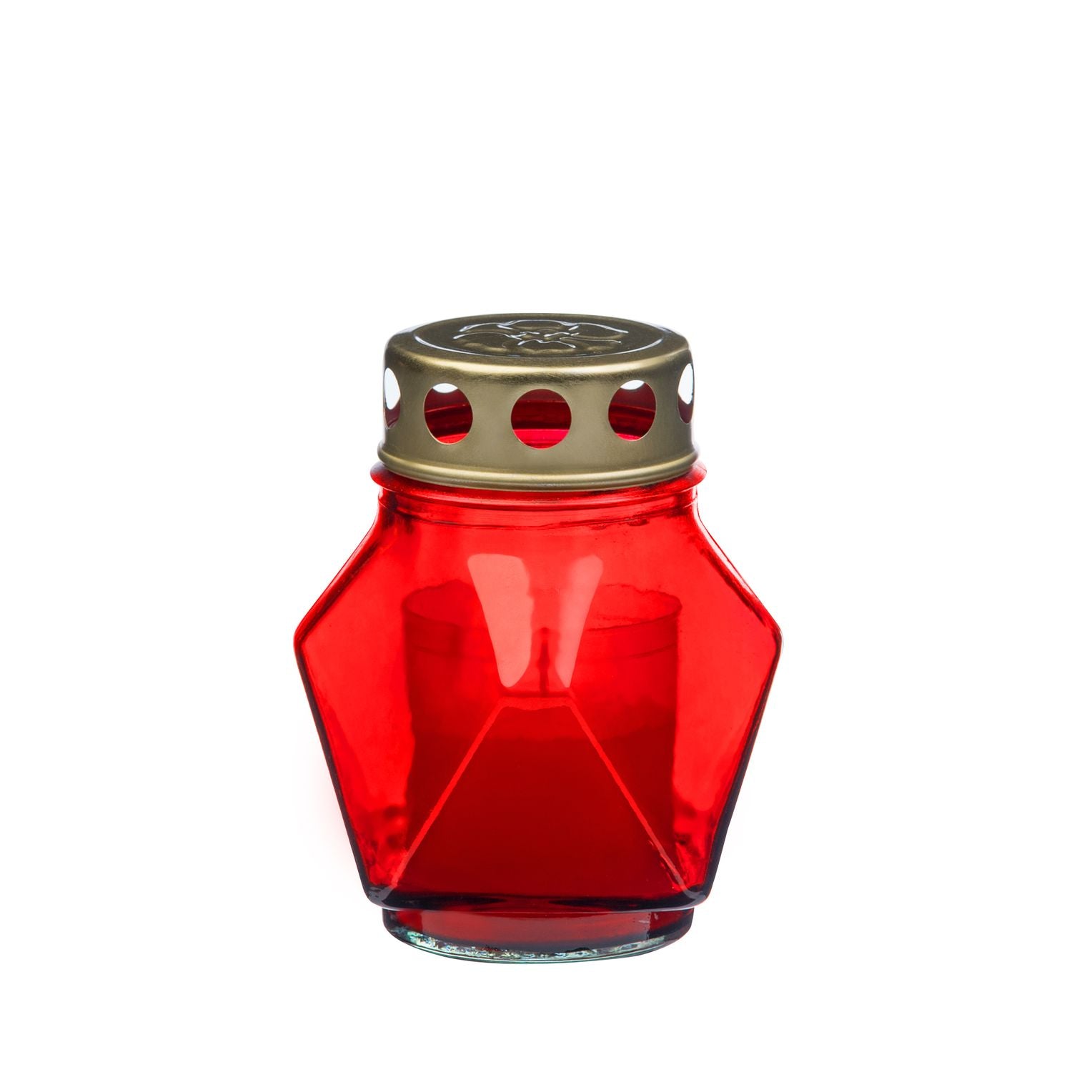 Grablicht-Glas mit Kerze - rot - Höhe 11 cm - Brenndauer 14 h