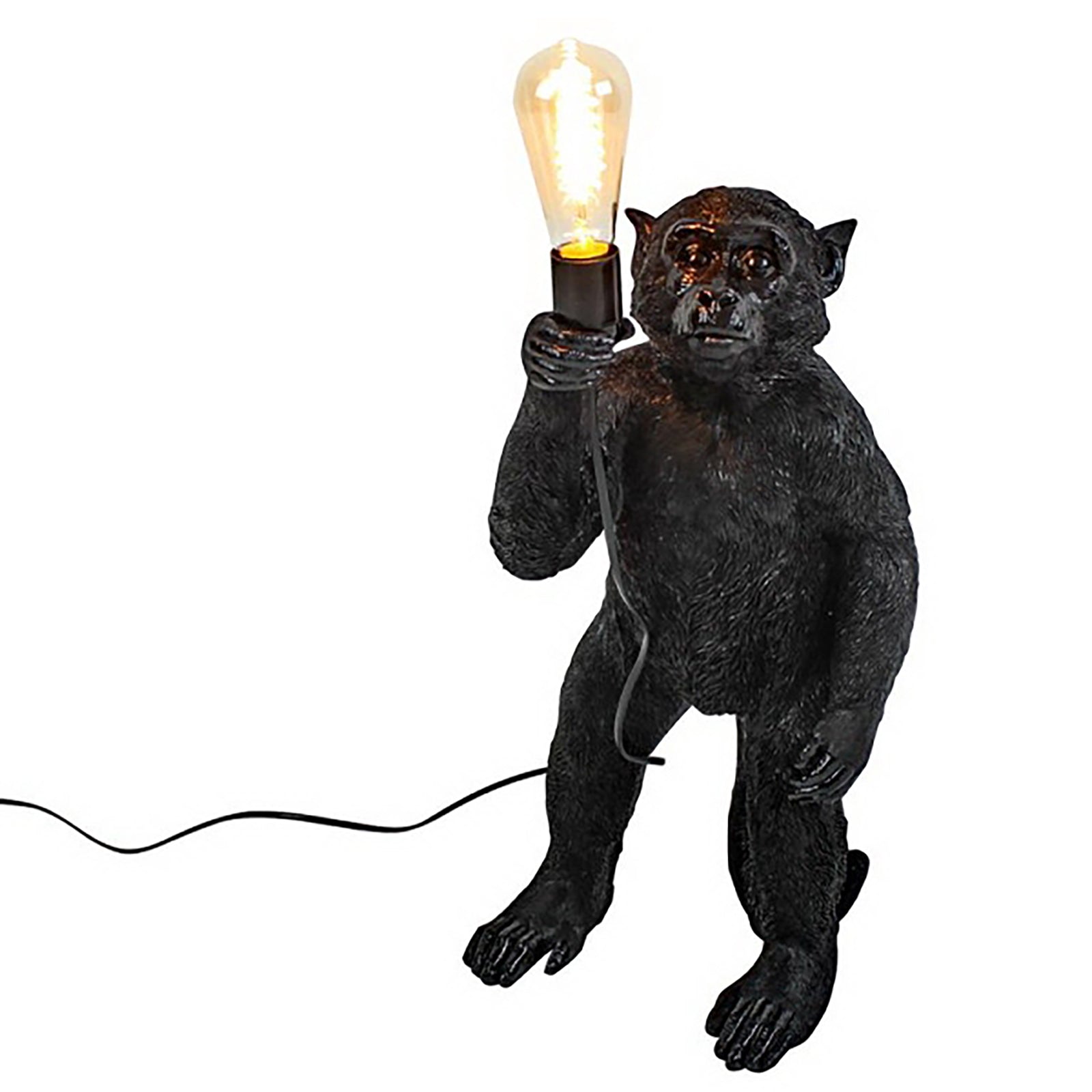 Affen Stehleuchte Koko, stehend schwarz, Polyresin, 26,5x25x55 cm, E27
