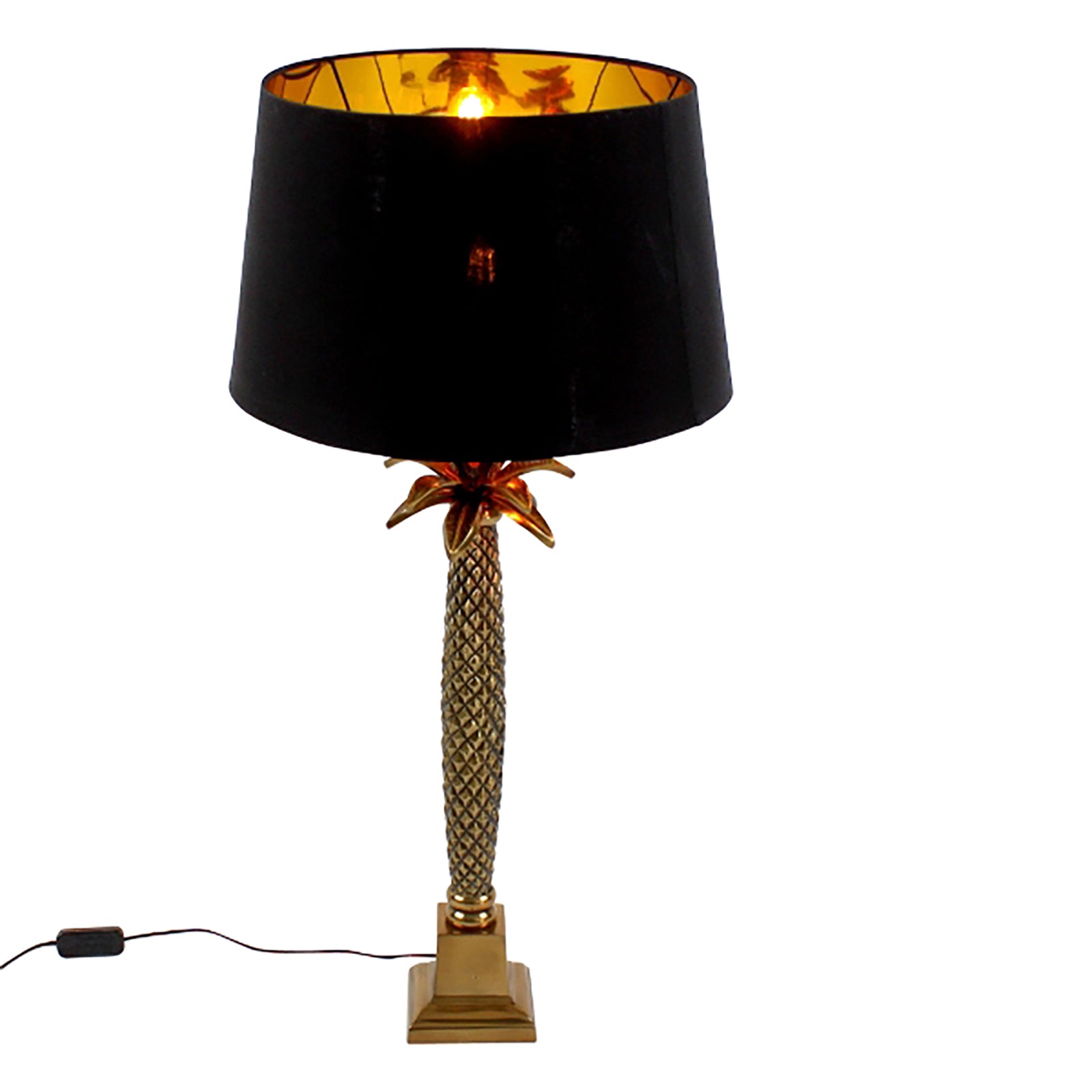 Tischleuchte Palme, schwarz/gold, E27, Aluminium, 40x80 cm, Leuchtmittel nicht inklusive, 1,25 m Kabel