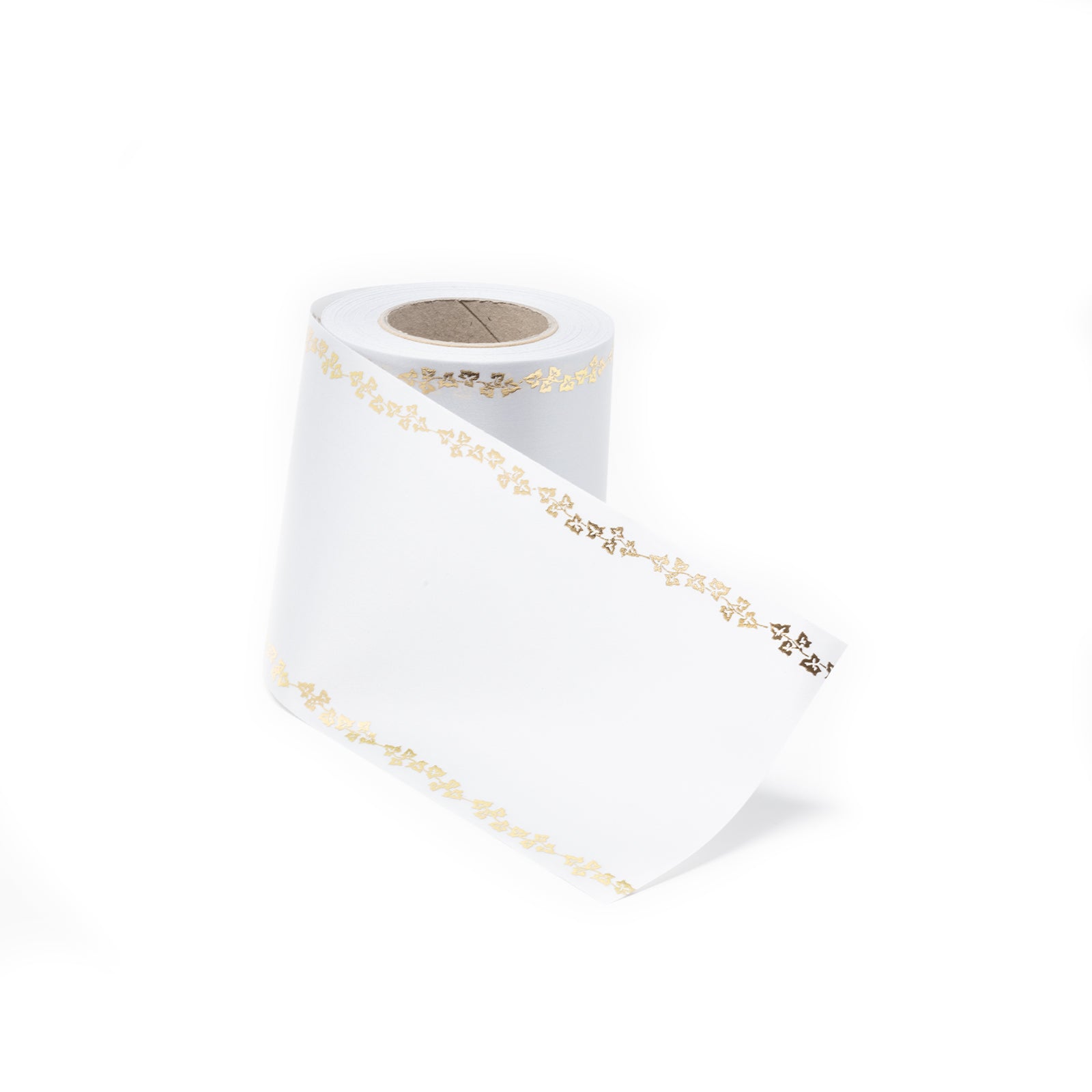 Supersatin, hellgrau, Efeu gold - Breite 100 mm
