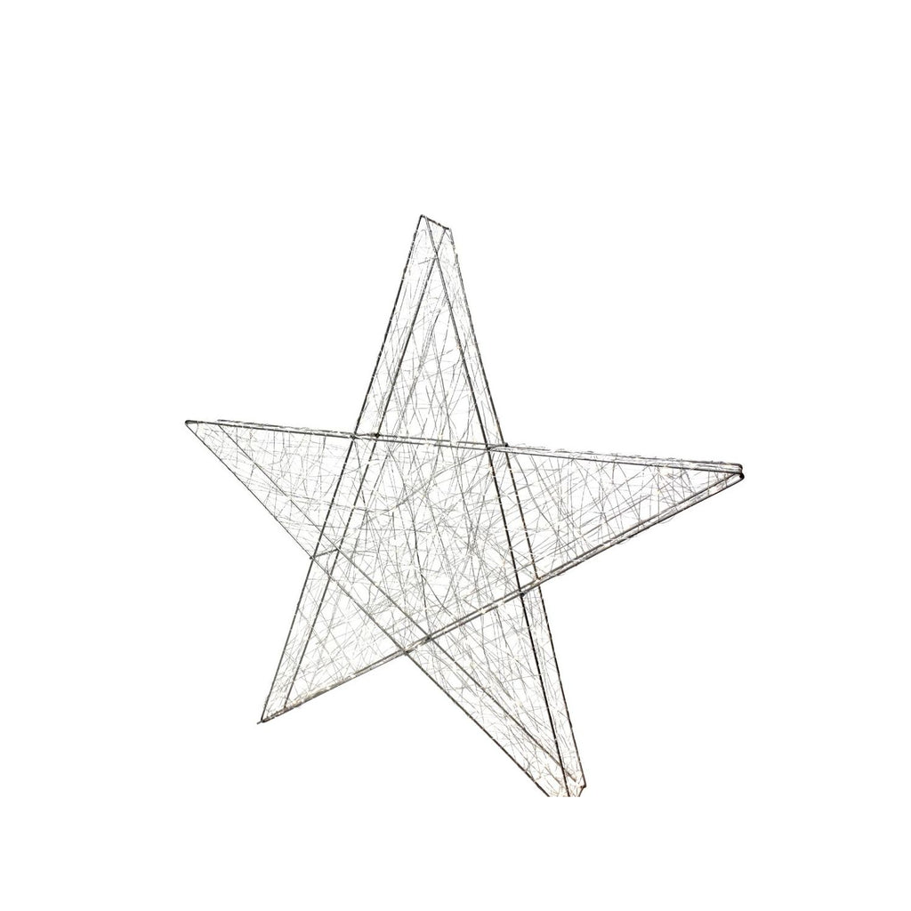 3D wire star with 240 LEDs - silver - warm white - IP44 - 78 cm