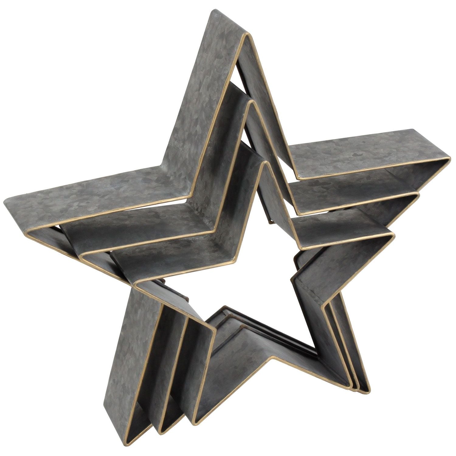 S/3 teilig Dekostern - grau/gold - Zink