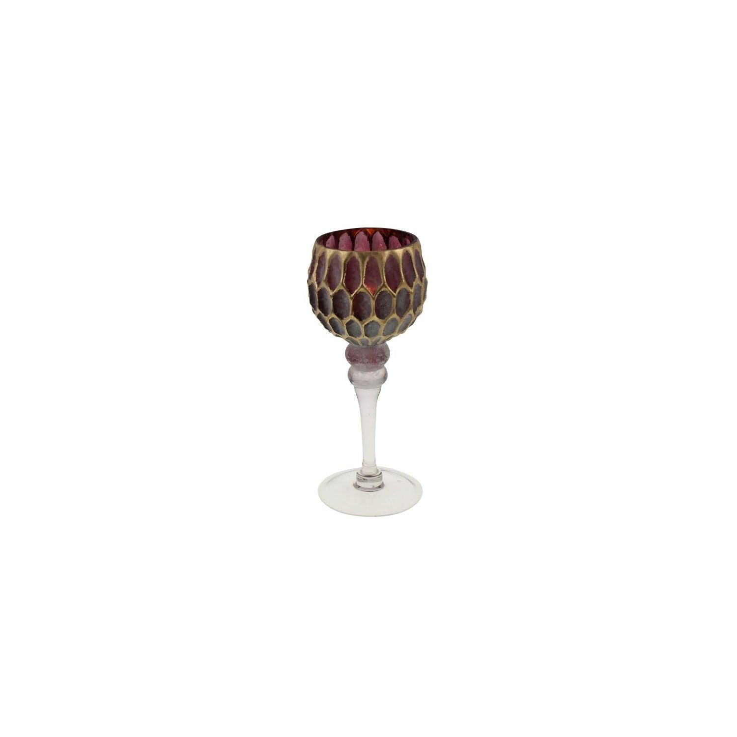 Windlicht Marlene - lila/gold Glas - 13x30 cm