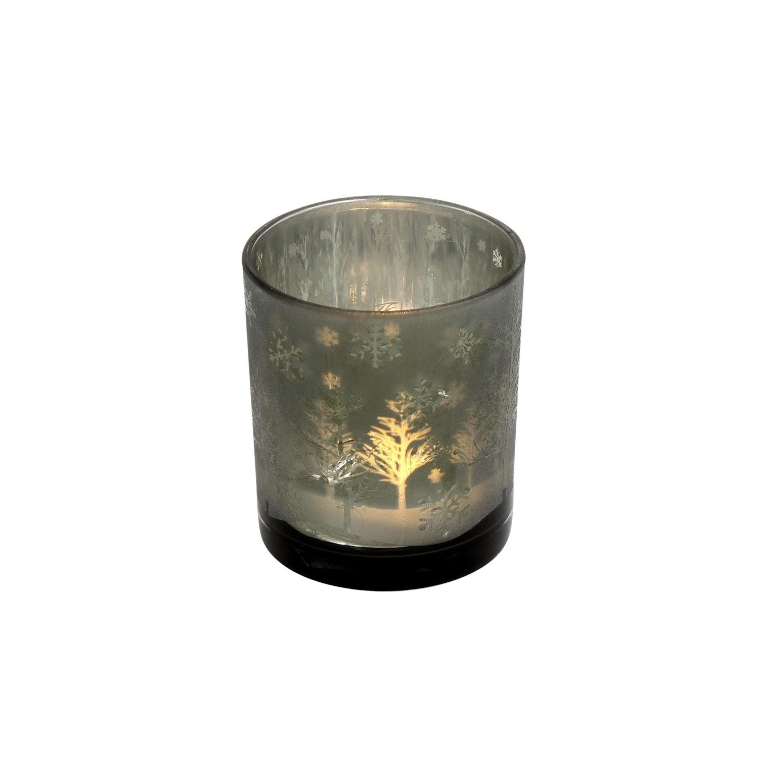 Windlicht Forest - grün/silber - Glas - 9x10 cm