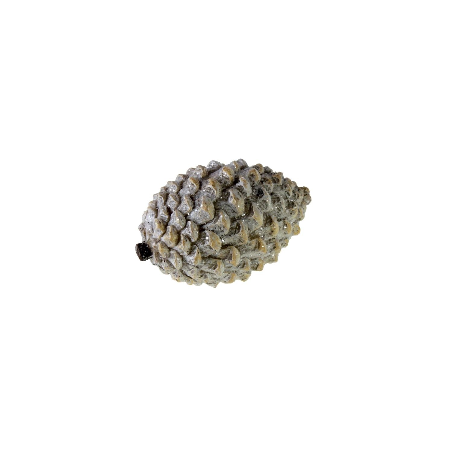 Zapfen - grau/weiß gefrostet - Polyresin - 8,7x6x5,5 cm