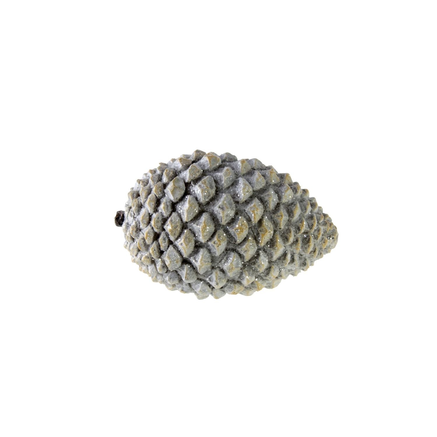 Zapfen - grau/weiß gefrostet - Polyresin - 14x9x9 cm