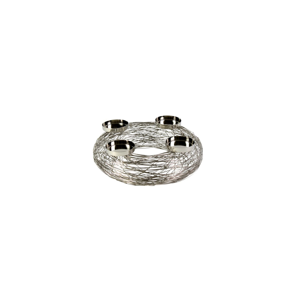 Advent wreath Tangle - silver - stainless steel - 37x12 cm