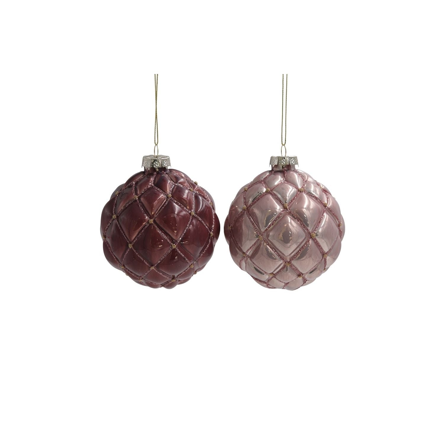 Glaskugel Metallic - 2 sortimente - rosé/lila - 10 cm