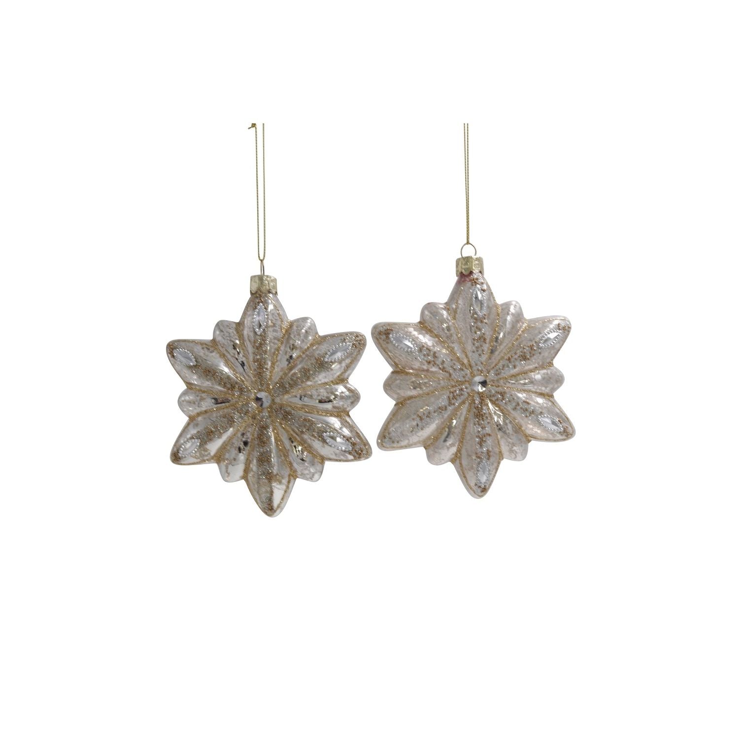 Glashänger Schneeflocke - 2 sortimente - silber/gold - 10 cm