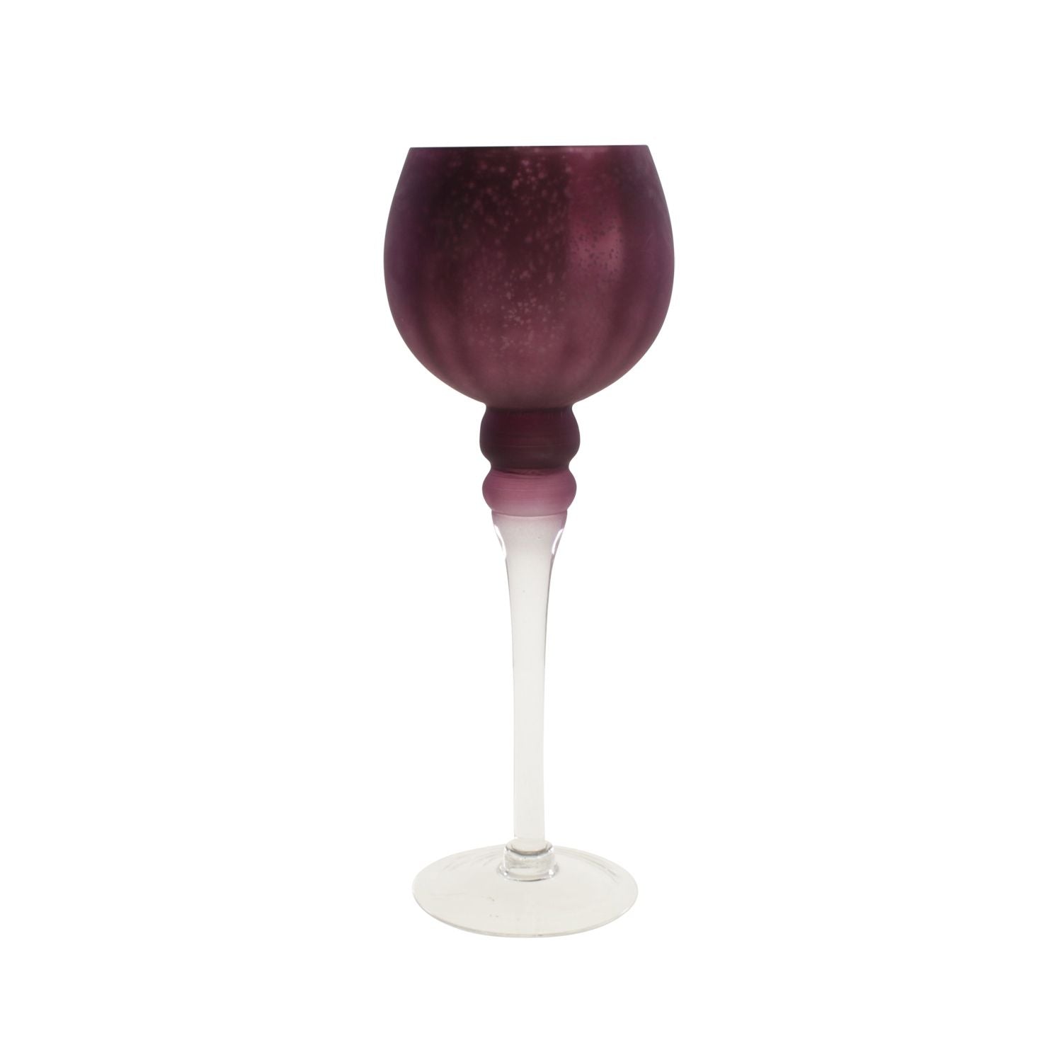 Violet tealight holder - on a stand - purple - glass - 13x35 cm
