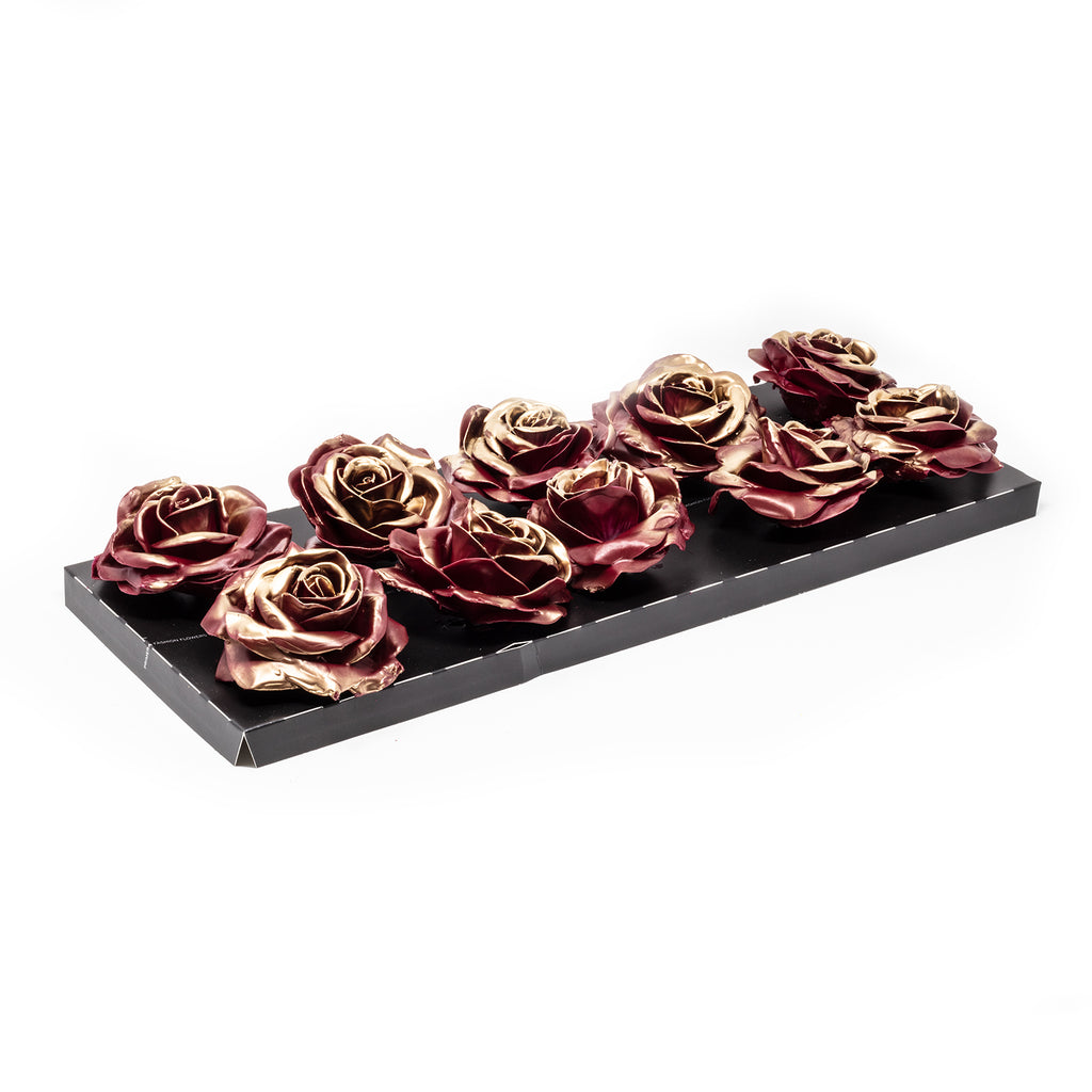 10er-Set Wachsrose - Bord Blush Gold