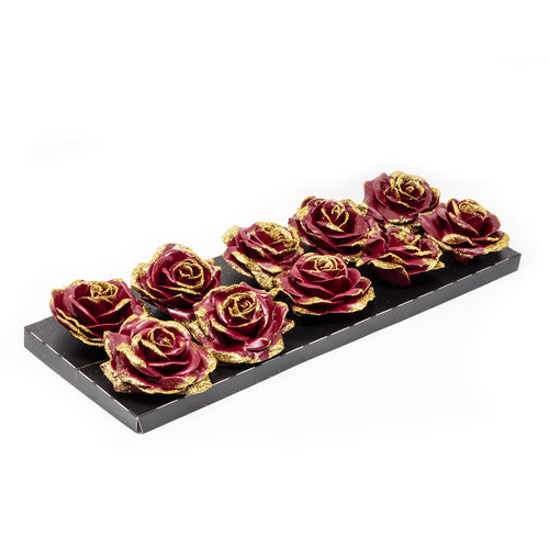 Ensemble de 10 roses en cire - Diamant Or