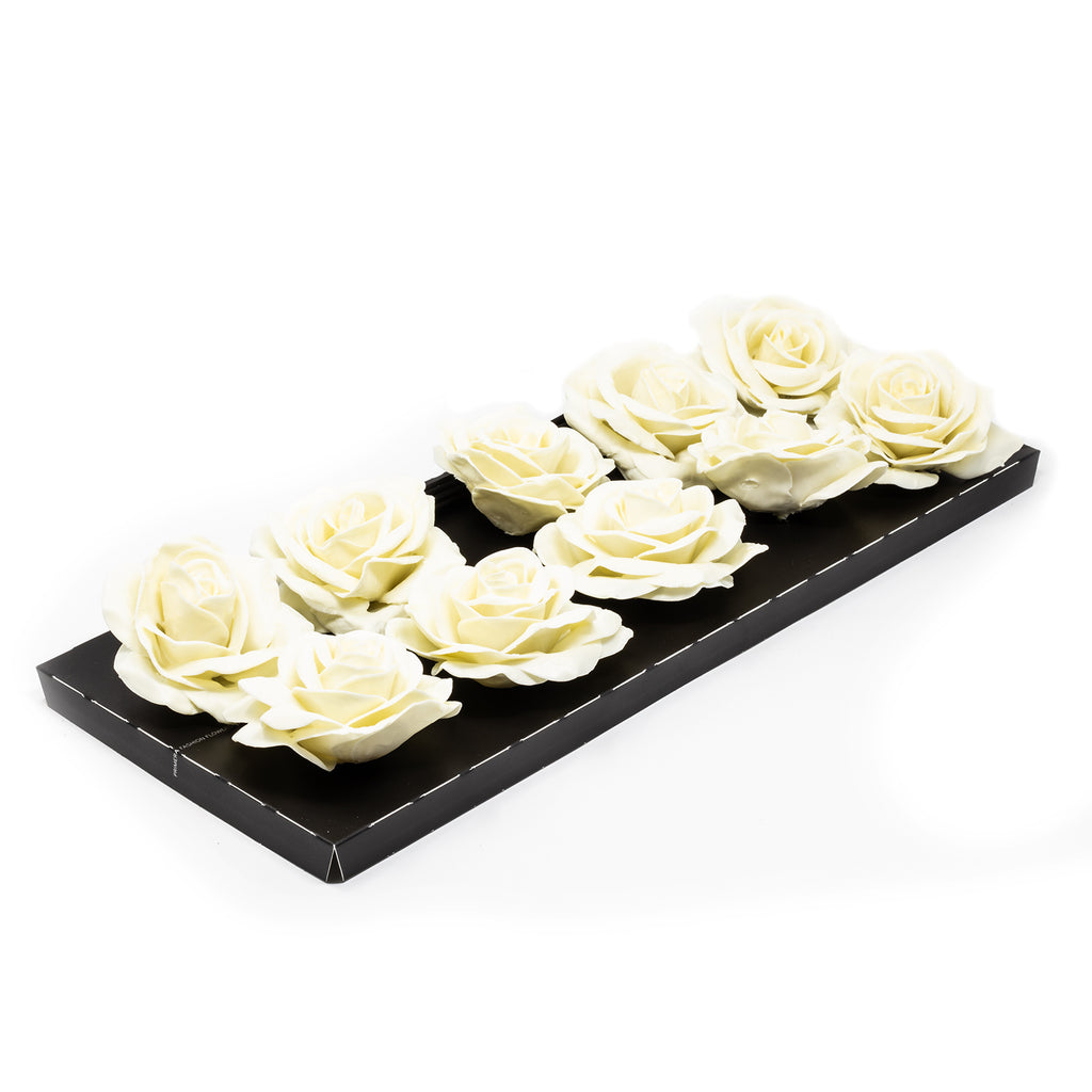 10er-Set Wachsrose - Creme