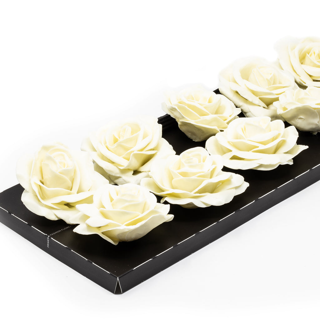 10er-Set Wachsrose - Creme