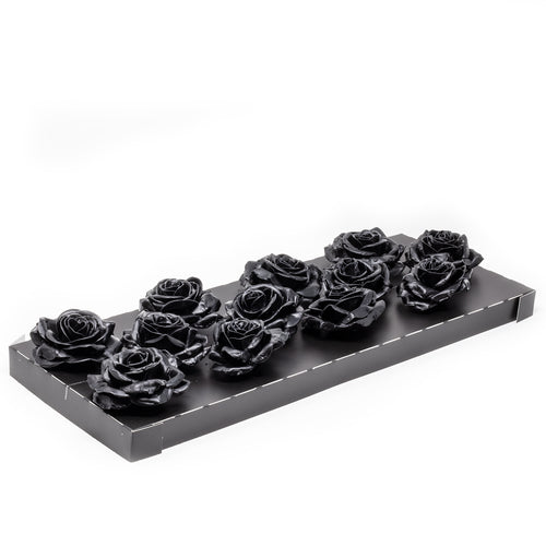 Lot de 12 roses en cire - Noires