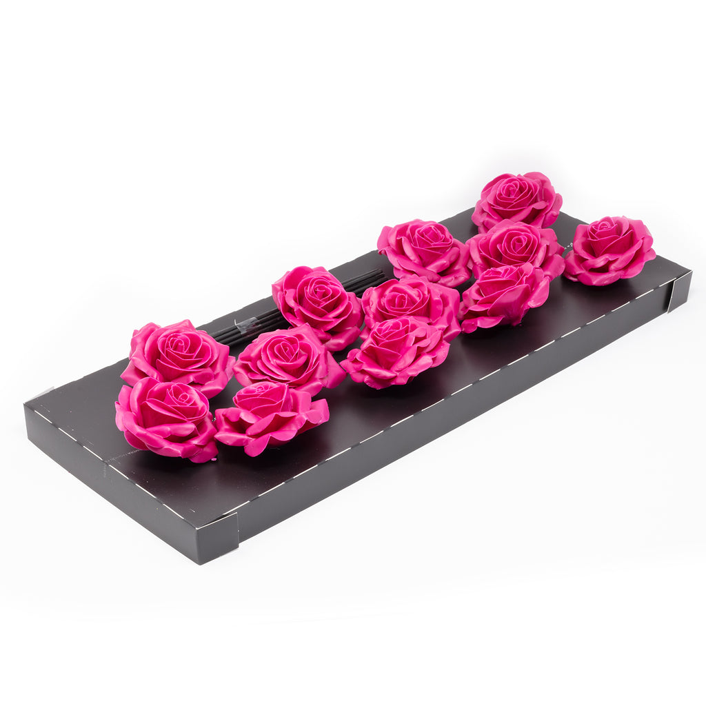 12er Set Wachsrose - Cerise