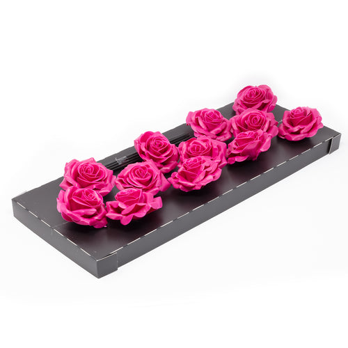 Lot de 12 roses en cire - Cerise