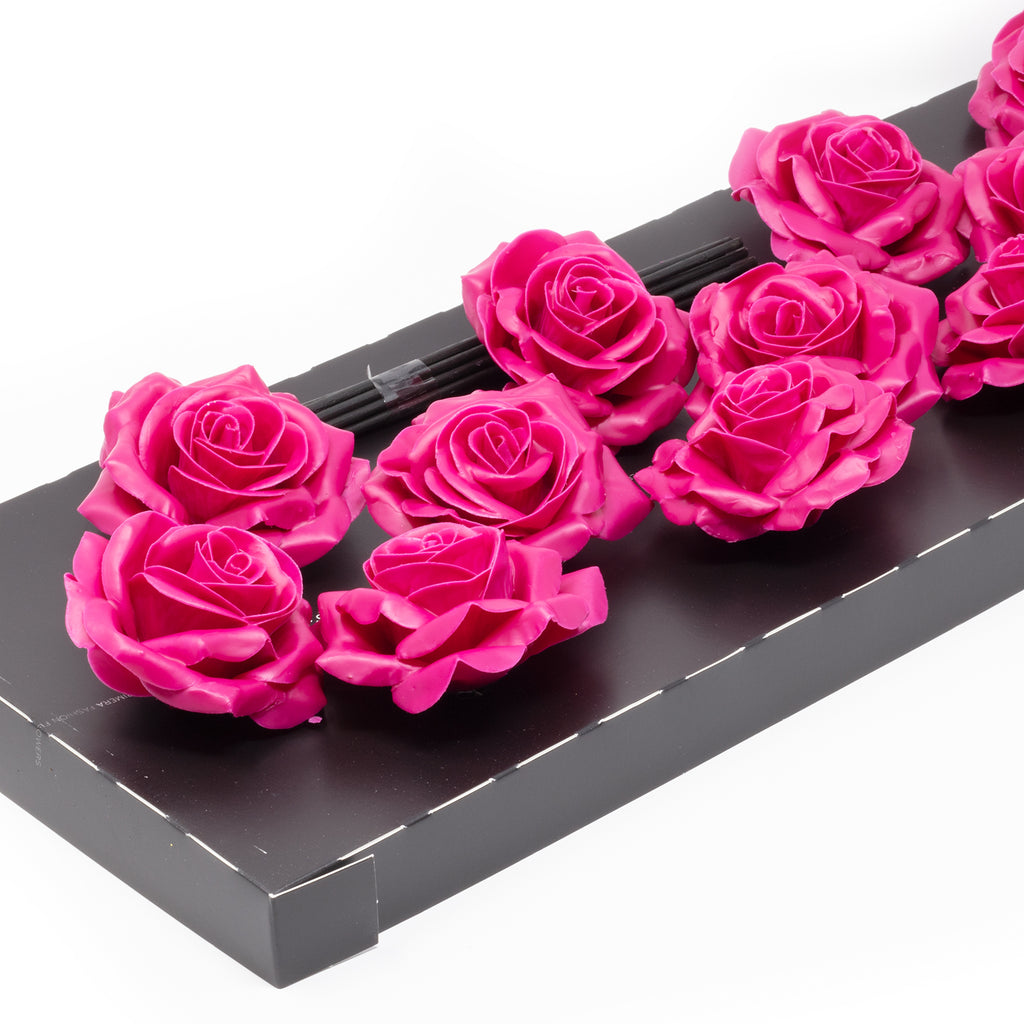12er Set Wachsrose - Cerise